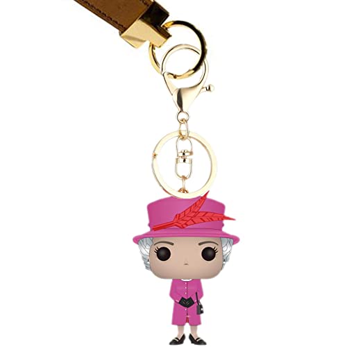 WEING Queen Keychains, Porte-clés de poupée de Charme de la Reine Elizabeth II, Souvenir Collection Key Ri ng Rememberance Queen Elizabeth II Hanging Ornaments, Platinum Jubilee Keyri ng