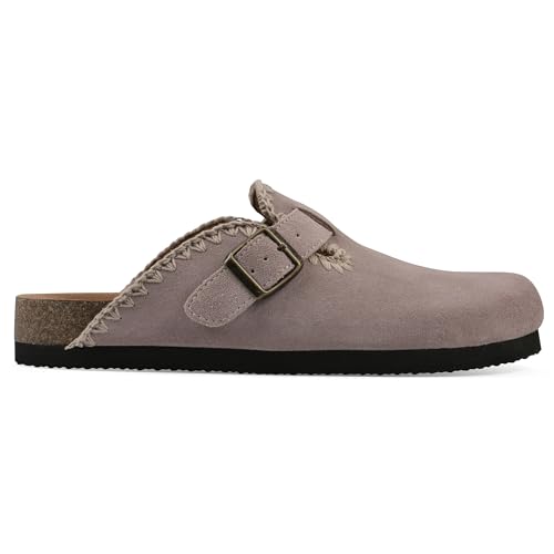 WHITE MOUNTAIN Women's Bendees Contrast-Stitched Signature Comfort-Molded Footbed Clog, Lt Lavender/Suede, 8 M by WHITE MOUNTAIN - Used condition - Image 3
