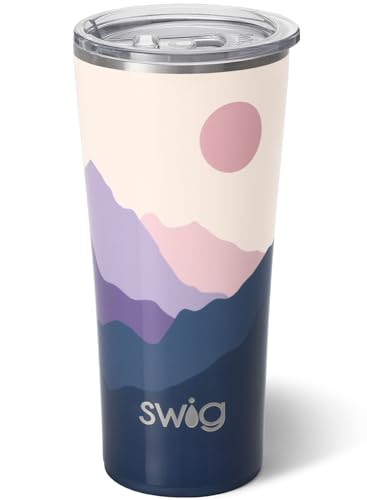 Swig Life 22oz Insulated Tumbler, Travel Coffee Tumbler with Lid, Cup Holder Friendly Travel Coffee Mug, Stainless Steel (Moonshine)