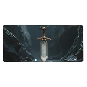 Grand tapis de souris de jeu – Élégant tapis de bureau en caoutchouc imprimé épée de cristal, sous-main de bureau avec bords cousus, tapis de souris pour ordinateur portable, clavier PC, tapis de