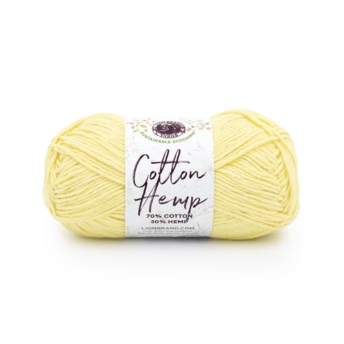 Lion Brand Yarn Laine coton chanvre, 1 paquet, jaune canari