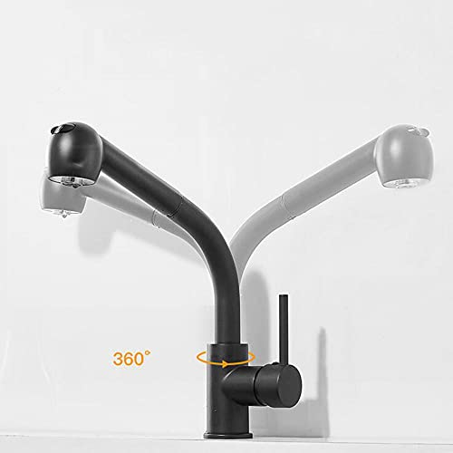 Robinet de cuisine avec douchette mitigeur d'évier noir à 360 ° - 4