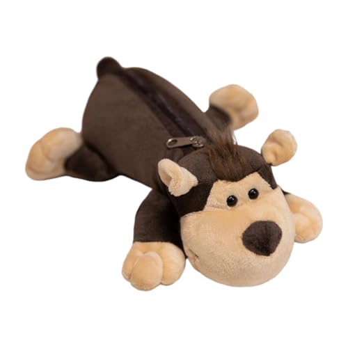 YWJLQH Estojo de pelúcia para lápis, bolsa de lápis, desenho animado, fofo, criativo, com zíper, animal, papelaria para adolescentes, presente de Natal, Macaco