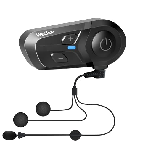 WeClear L1 Casco Moto Auricolari Bluetooth, Cuffie Bluetooth V5.3, Impermeabile IP67 con Altoparlanti Audio HD, Cancellazione del Rumore, Connettività a Doppio Dispositivo/Ricarica Rapida, Singola