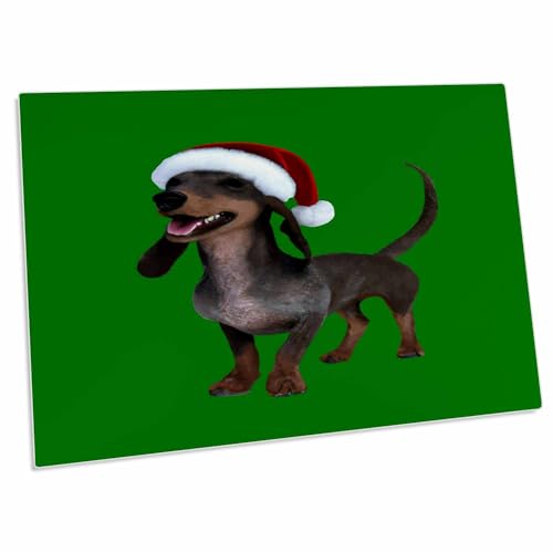 3dRose Holiday Ready Dachshund Sausage Dog con gorro de Santa - Pad de escritorio miniatura 1