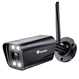2K 4MP Überwachungskamera Aussen WLAN, 2560X1440P Ctronics WiFi IP Kamera Outdoor, Menschenerkennung und 20M Farbnachtsicht, Zwei-Wege-Audio, SD-Kartensteckplatz, IP66 Wasserdicht, Schwarz
