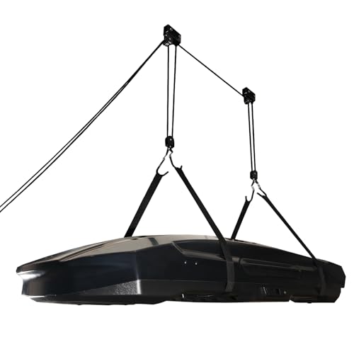 Thule Ceiling Hoist Box Lift - Thule Roof Box Storage System 2026 Upgrade Cargo Box Garage Pulley System, Heavy-Duty Aluminum Ceiling Hoist, 125 lbs Capacity...