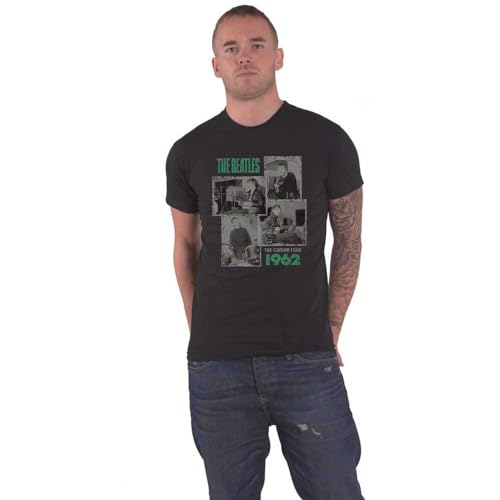 The Beatles T Shirt Cavern Shots 1962 Band Logo Official Mens Black L