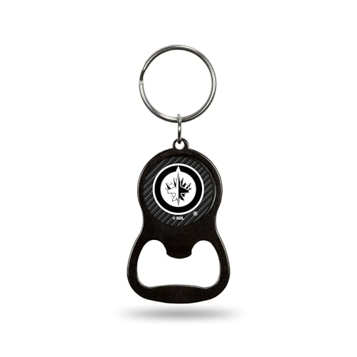 Rico Industries NHL Hockey Vancouver Canucks Carbon Fiber Metal Keychain - Beverage Bottle Opener With Key Ring - Pocket Size