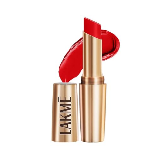 LAKMÉ LAKM Lakme Powerplay Priming Matte Lipstick, Smooth Finish, Lightweight Smudgeproof, Lasts 16hrs, Hydrates Lips, Red Twist, 3.6g |