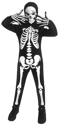 Skcaiht Skeleton Costume Kids Boys Glow In The Dark Skull Scary Halloween Costume thumb #3