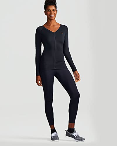 Tommie Copper Womens Long Sleeve V Neck Compression Shirt with Front Zipper – Posture Corrector Back & Shoulder Support3
