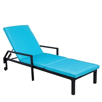 Alternative view of AECOJOY Chaise Lounge Chairs for Outside Outdoor Lounge Chair, Adjustable PE Rattan Wicker Patio Pool Lounge Chair with Cushion and Wheels for Poolside Backyard Deck Porch Garden, Blue