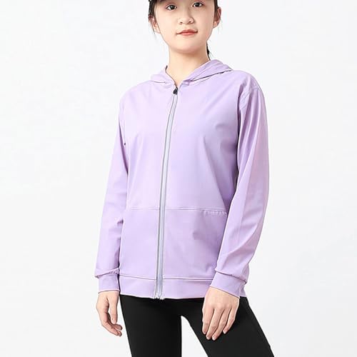Girls Zip Up Hoodie UPF 50+ Sun Protection Jacket Long Sleeve Hooded Fishing Shirts with Pockets 4-13 Years3