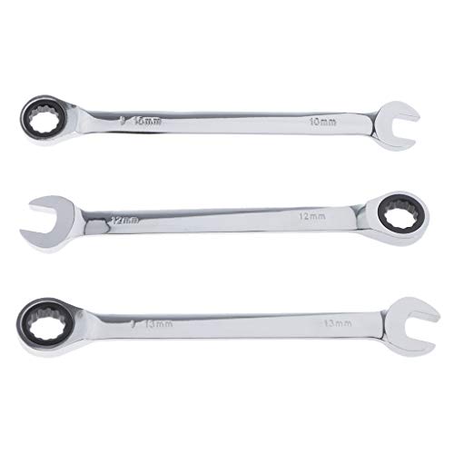 gazechimp 3 Peças 72-Tooth Metric Combatch Ratchet Wrench Auto Repair Ferramentas Manuais