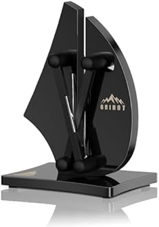 VN3 Professional Knife Sharpener | 3-Action Streamlined Sailboat Design for Effortless Knife Sharpening - The Ultimate Tool for Precision 11 to 21 Degree Angles (Obsidian Color)