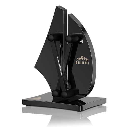 VN3 Professional Knife Sharpener | 3-Action Streamlined Sailboat Design for Effortless Knife Sharpening - The Ultimate Tool for Precision 11 to 21 Degree Angles (Obsidian Color)