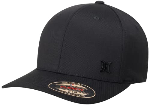 Hurley Mens Baseball Cap - Curved Brim Flexfit Ball Cap Moisture Wicking Breathable Fitted Hat for Men Size Large-X-Large Black