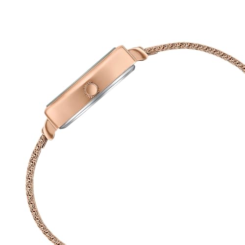 Image of Sonata Poze 8 Quartz Analog Watch and Jewellery Combo for Women with Silver Dial & IP Rose Gold Mesh Strap - SP80174WM01WF