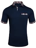 Daupanzees Men's Polo Shirt Classic Casual Short Sleeve Slim Fit Check Patchwork T-Shirt Plaid...