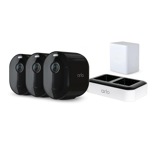Arlo Pro 5S Spotlight Security Camera 2K HDR | Outdoor | Wireless | Dual-Band Wi-Fi Connects to Strongest Network|12X Zoom, 2-Way Audio, Color Night Vision,Live Stream(White, 3 Cameras)