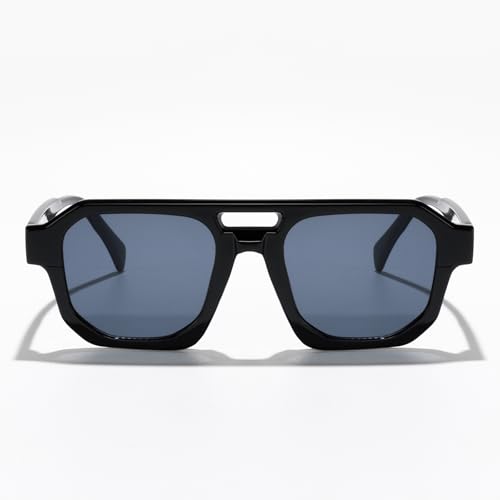 Retro Double Bridge Square Aviator Sunglasses for Men Women Vintage Pilot Shades for Driving Motorcycle Urban Fashion UV4003