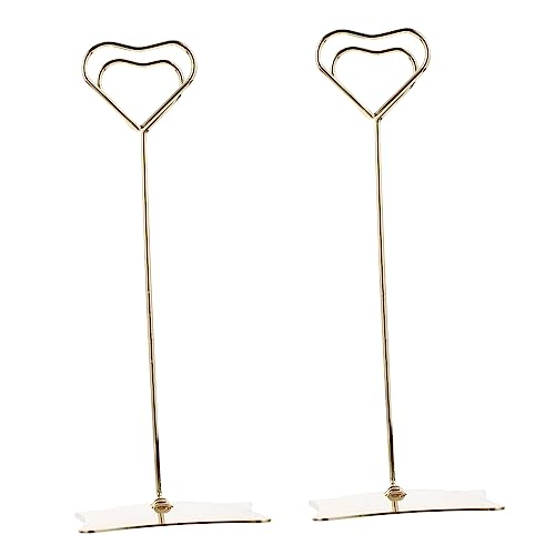 TEHAUX 2pcs Love Meal Card Clip Stainless Steel Table Number Holders for Wedding