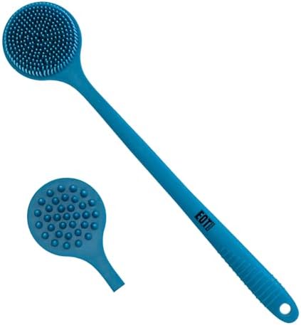 Bendable Long Handled Silicone Back & Scalp Scrubber - Bath Shower Back Brush, Shampoo Scalp Massager, Shampoo Brush (Blue Sapphire)