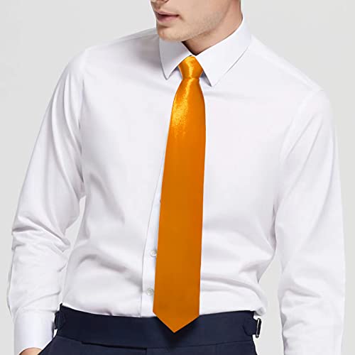 Image of Luckyvestir Mens Tie Solid Satin Neck Ties 3.15'' Formal Necktie for Wedding Business Christmas Father's Valentine's Day Gift