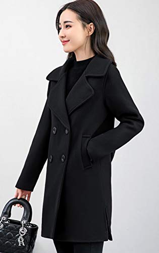 chouyatou Women's Elegant Lapel Collar Double Breasted Wool Blend Pea Coat with Belt3