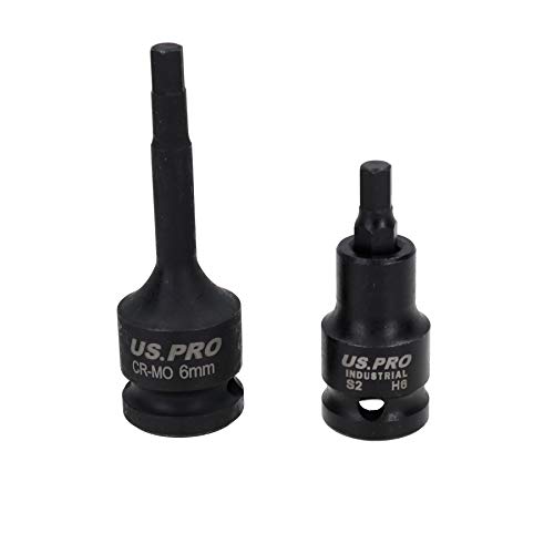 M6 6mm Short (53mm) + Long (78mm) Impacted Hex Allen key Sockets 1/2