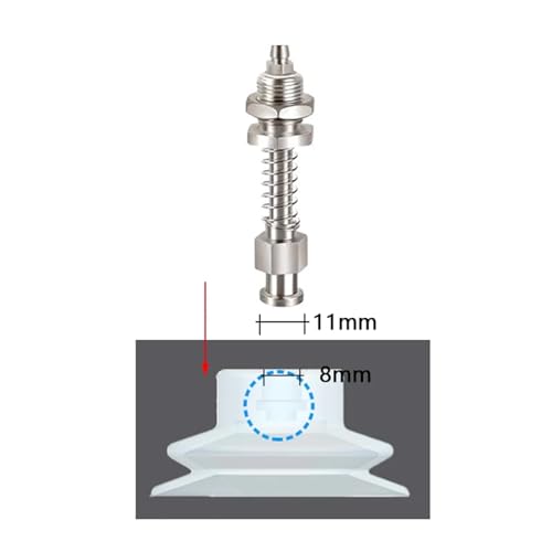 Ventosas neumáticas de 8 mm con boquilla de silicona y cabeza grande para vacío 6