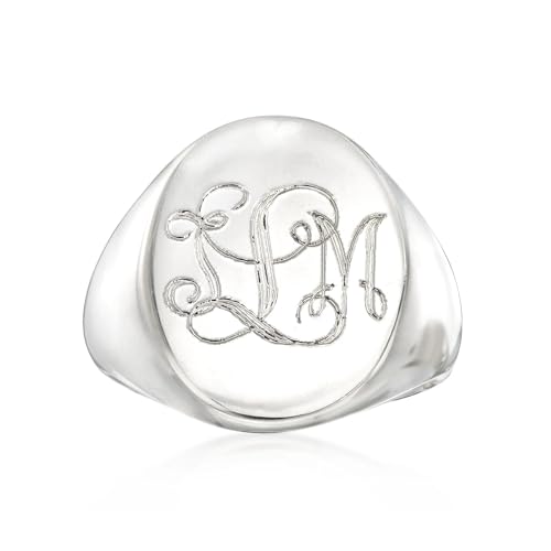 PEIMKO Personalized Classic Monogrammed Signet Initial Ring for Men 925