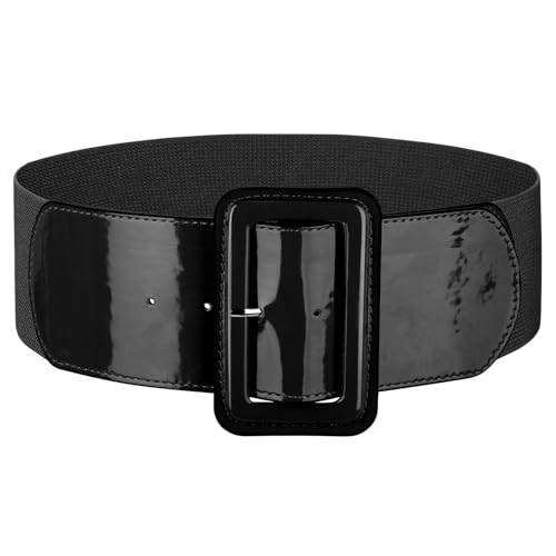 JASGOOD Women Wide Stretchy Belt Vintage Elastic Waist Belt for Dresses Fashion Ladies Waist Belt with Square Buckle