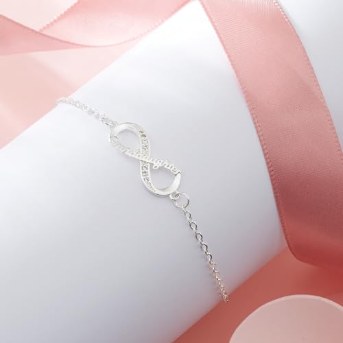 Image of Infinity Heart Bracelets for Daughter Mom Sister Granddaughter Grandma Lovers White Gold Plated Diamond Adjustable Butterfly Bracelets Best Birthday Mother's day Graduation Gifts
