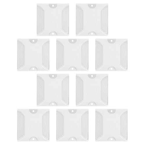Réflecteurs de sécurité en ABS blanc pour allées et garages - Lot de 10 marqueurs haute visibilité