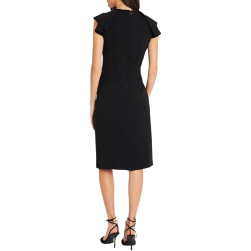 Maggy London Women's Solid Cloud Crepe Dress Workwear Office Desk to Dinner Event Guest of, Drape Sleeves-Black2