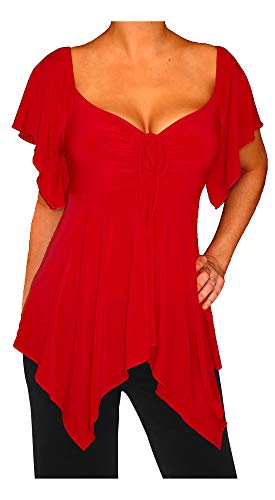 Funfash NI3 22/24 Plus Size Women Slimming Red Empire Waist A Line Blouse Top 3X