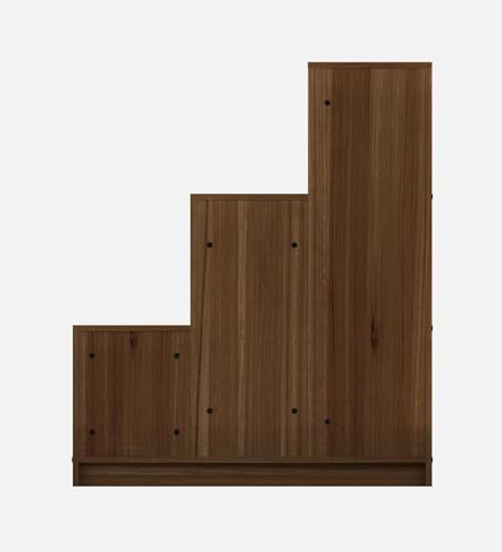 Image of Elegant Multipurpose Storage Unit | Engineered Wood Free Standing Cabinet | Open & Closed Display Shelf Organizer | Lyon Teak & White | DIY Assembly