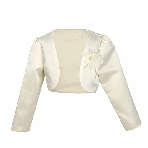 Little Girls Flower Girl Long Sleeve Junior 3D Flower Bolero Jacket Shrug Short Cardigan Formal Dress Cover up