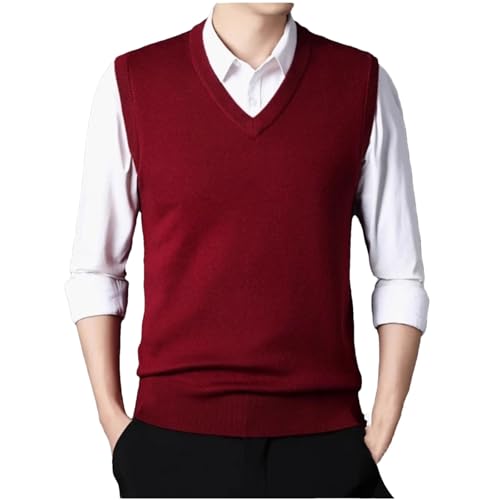 Dcvmvmn Men's Winter Cashmere Vest Knitted Sleeveless Sweater Vest Slim Light Sports Sweater Waistcoat