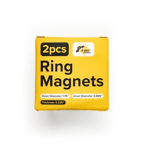 Image of Heavy Duty Ring Magnets - Ultra Strong (1.75x0.225 /45x6mm, 2 pcs) Magnets with Holes for DIY & Crafts - Space Organization Set for Home, Workshop, Refrigerator, Whiteboard, Office, Classroom