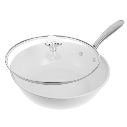 Alipis Sartén de Cerámica Antiadherente Tapa Wok de Cocina para Cocción Inducción Utensilio de Cocina Práctico y Resistente
