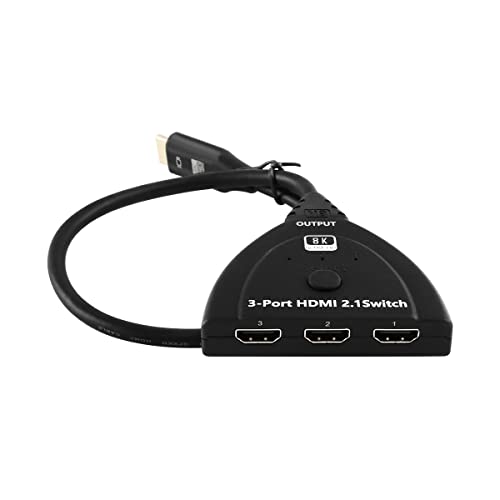 HDMI 2.1 Splitter HDMI Switch 8k 60Hz 4K 120Hz 3 in 1 Out 4;4;4 RGB HDMI Switcher Box 48Gbps High Speed mit Pigtail Kabel unterstützt 8K60Hz 4K120Hz 4K60Hz für PS4/5 Roku Xbox TV Monitor