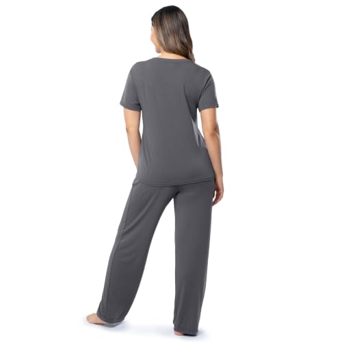 Image of Fruit of the Loom womens Short Sleeve Tee and Pant 2 Piece Sleep Set