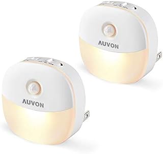 AUVON Plug-in LED Motion Sensor Night Light, Warm White LED Nightlight with Dusk