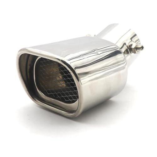 Acciaio Inox Per Terminale Scarico Lucido Per Decorazione Auto Per Generale Auto Scappamento Quadrato Per Silenziatore Per Tubi Finali(Argento,Curvo)