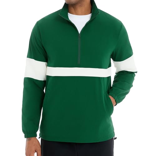 Image of EDITCOZY Men's Lightweight Quarter Zip Pullover Casual Windbreaker for Running Golf Jackets with 3 Pockets