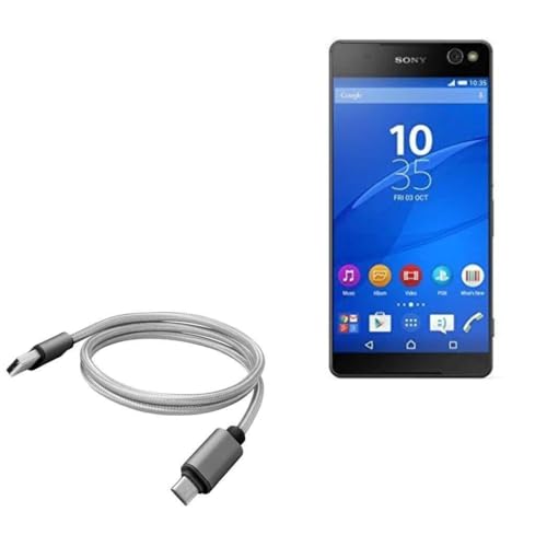 BoxWave Cable Compatible with Sony Xperia C5 Ultra - Micro USB DuraCable, Braided Micro USB Charging Cable - Space Grey