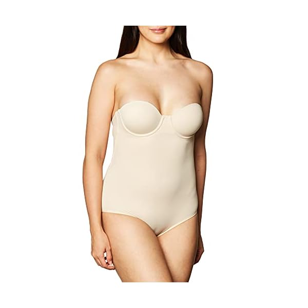 Maidenform-Womens-Convertible-Body-Shaper-with-Built-In-Bra-Anti-Static-Shapewear-DMS108 Maidenform womens Convertible Shaper With Built-in Bra & Anti-static Dms108 Shapewear Bodysuit, Transparent, 40C US